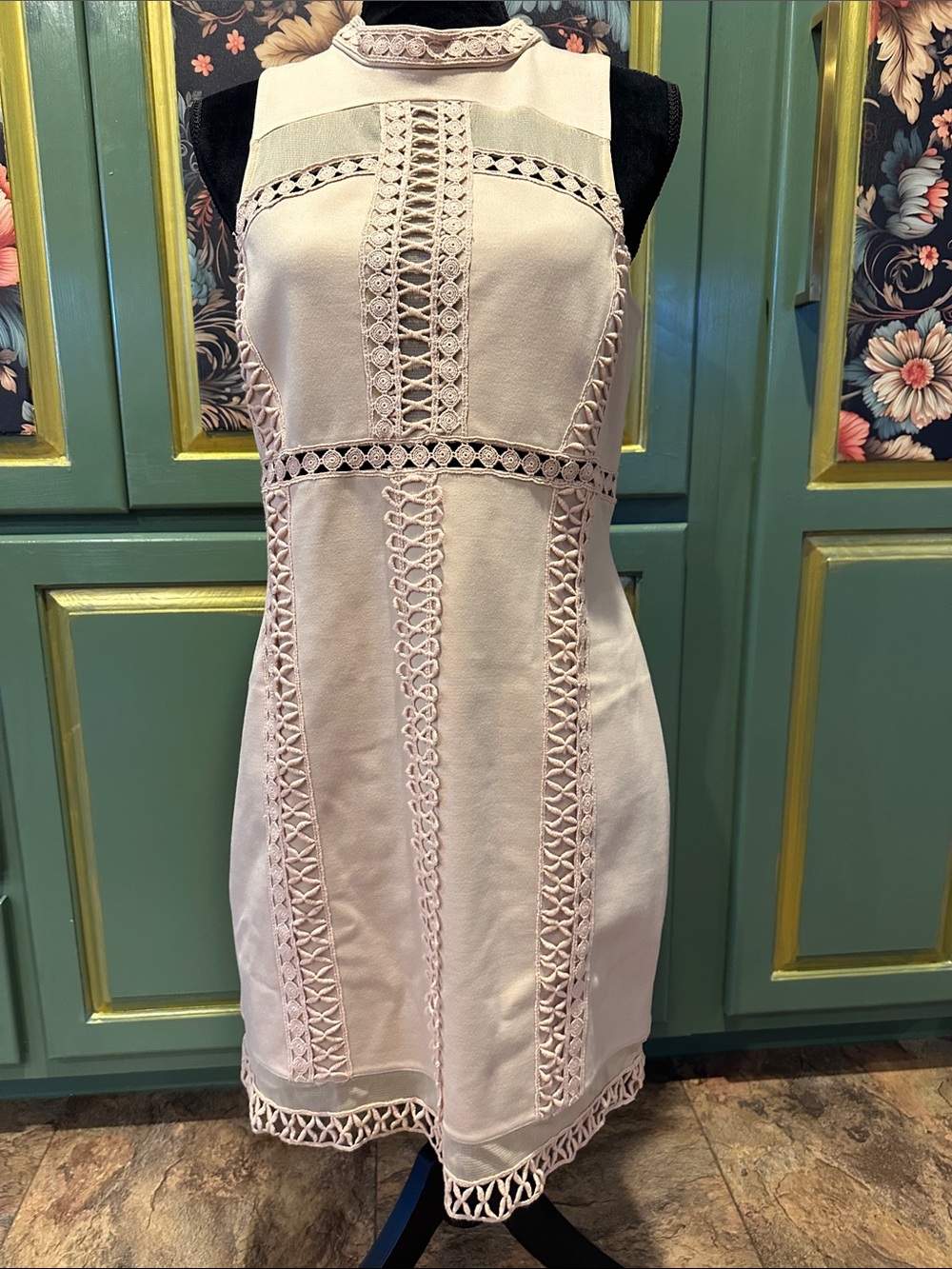 Free People Blush Lace-Trim Sleeveless Sheath Dress